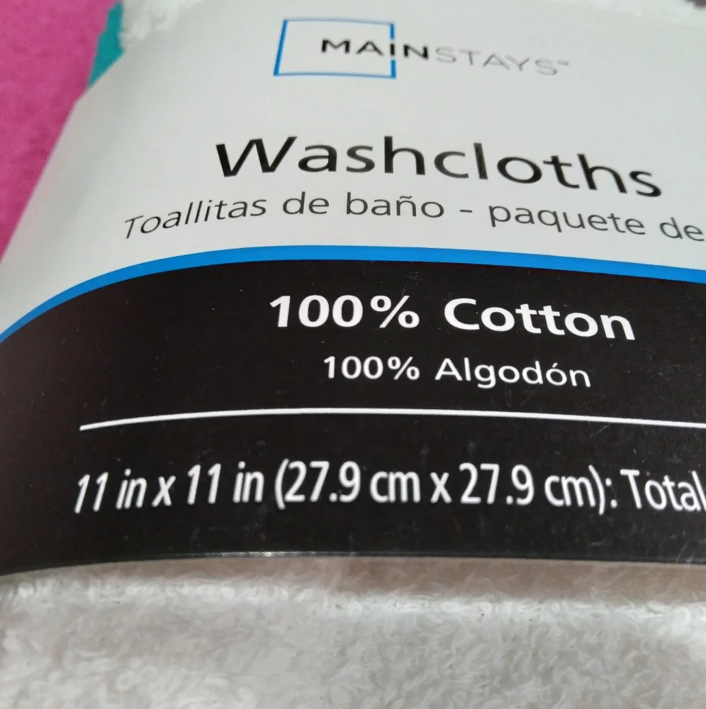 Mainstays cotton washcloths 12-Pack true bright in white color